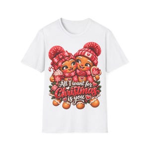 クリスマスに欲しいのはあなただけTシャツ、ジンジャーブレッドカップルのクリスマスTシャツギフト 画像 2
