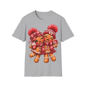 Gingerbread couple shirt winking and laughing, Gingerbread Christmas shirt red image 5
