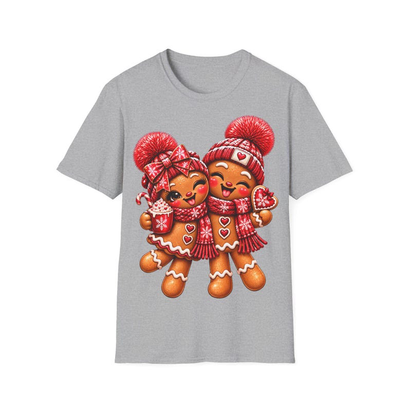 Gingerbread couple shirt winking and laughing, Gingerbread Christmas shirt red image 5
