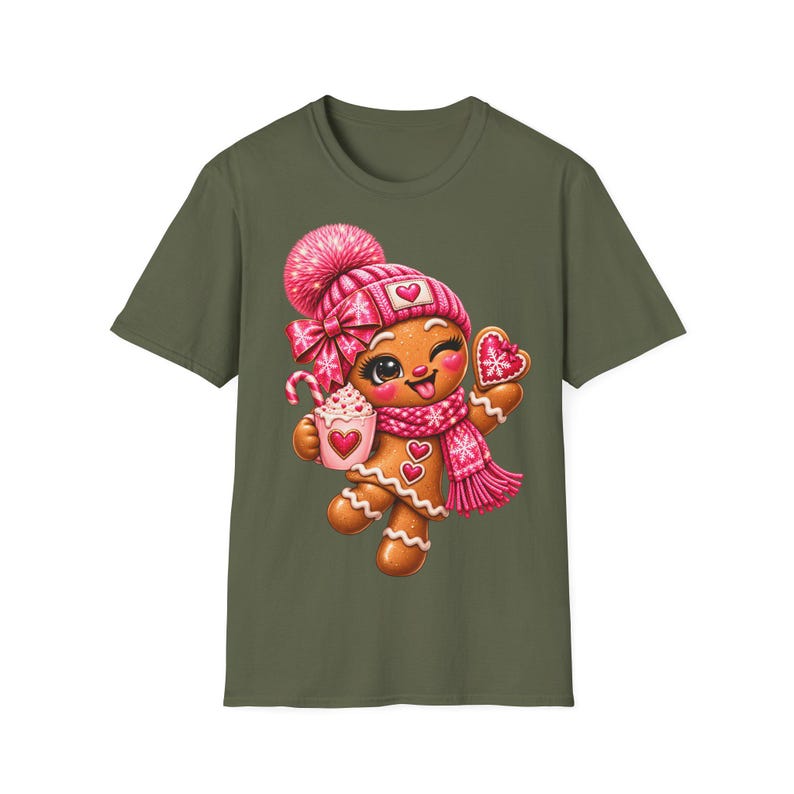 Peperkoekmeisje shirt roze, Peperkoek kerstshirt voor dames met cacao afbeelding 4