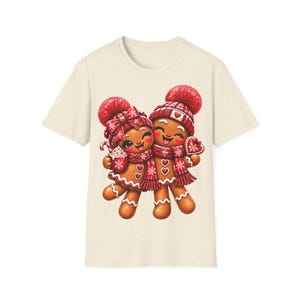 Gingerbread couple shirt winking and laughing, Gingerbread Christmas shirt red image 6