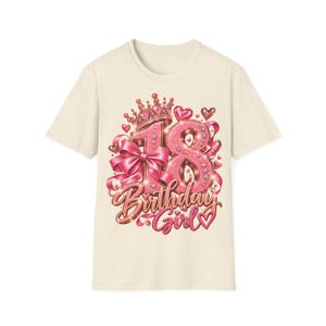 Shirt 18 Birthday Girl, Geschenk zum 18 Geburtstag Mädchen, Krone Schleife Rosa Roségold Bild 5