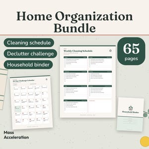 Home Organization Bundle: Cleaning Schedule, Chore Chart, Declutter Challenge (Digital Download)
