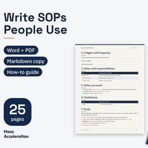 Bearbeitbare SOP-Vorlage, Starterkit, Prozessmapping-Arbeitsblatt (Digitaler Download)