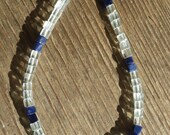 Sodalite and Quartz 10.5 quot Stretch Anklet