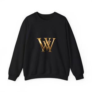 Black and Gold Monogram Sweatshirt, Luxury Black Crewneck, Premium Christmas Gift, Elegant Unisex Holiday Pullover