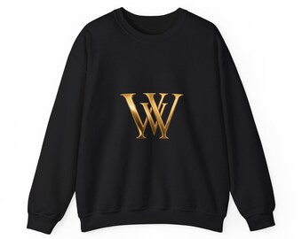 Black and Gold Monogram Sweatshirt, Luxury Black Crewneck, Premium Christmas Gift, Elegant Unisex Holiday Pullover