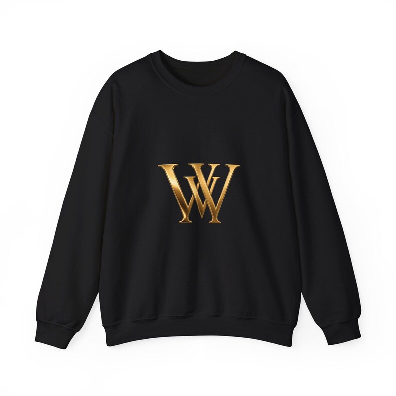 Black and Gold Monogram Sweatshirt, Luxury Black Crewneck, Premium Christmas Gift, Elegant Unisex Holiday Pullover image 1