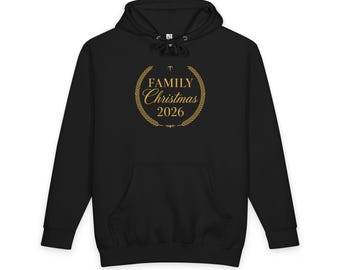 Matching Family Christmas Hoodie 2026, Black and Gold Family Christmas Sweatshirt, Luxury Holiday Photo Outfit