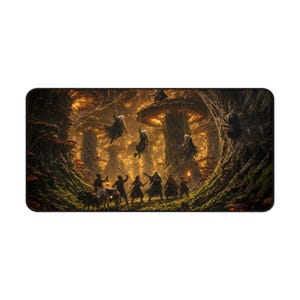 Dark Elf Ambush Fantasy Desk Mat, Large Gaming Mouse Pad, 16x32 RPG Desk Pad, Tabletop Gamer Gift