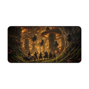 Dark Elf Ambush Fantasy Desk Mat, Large Gaming Mouse Pad, 16x32 RPG Desk Pad, Tabletop Gamer Gift image 1