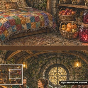 Inside the Hillside Burrow Inn - Storybook Cutaway Jigsaw Puzzle in Gift Tin, 1000 or 500 Pieces, Cozy Cross Section Gift bild 4