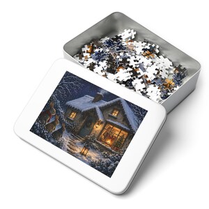 Cozy Cottage Seasons Bunny Cottage Jigsaw Puzzle, Winter Woodland Animals, Tin Box (252 Pieces) Bild 3