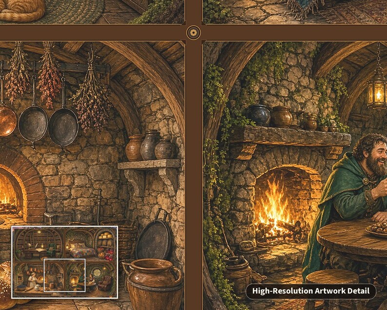 Inside the Hillside Burrow Inn - Storybook Cutaway Jigsaw Puzzle in Gift Tin, 1000 or 500 Pieces, Cozy Cross Section Gift bild 6