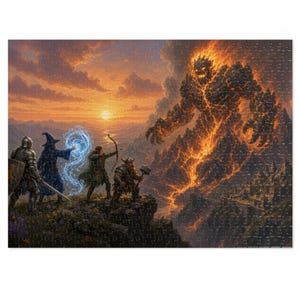 Lava Elemental Fantasy Jigsaw Puzzle in Tin, 1000 or 500 Pieces, Epic Volcano Monster Puzzle Gift afbeelding 4