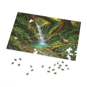 Fern Canyon Waterfall and Redwood Creek Jigsaw Puzzle in Collectors Tin (500 and 1000 Piece) - Elk and Old Growth Forest - Redwood Roots immagine 2