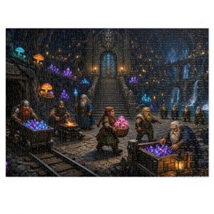 Dwarven City Fantasy Jigsaw Puzzle in Tin, 1000 or 500 Pieces, Underground Mine Cave Puzzle Gift image 4