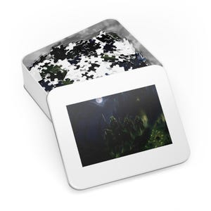 Moonlit Moat Fantasy Jigsaw Puzzle in Tin, 1000 or 500 Pieces, Undead Knight Gothic Castle Puzzle Gift image 3