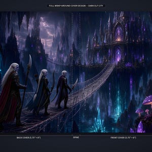 Myth and Monster Dark Elf City Hardcover Journal - Blank Fantasy Sketchbook image 2