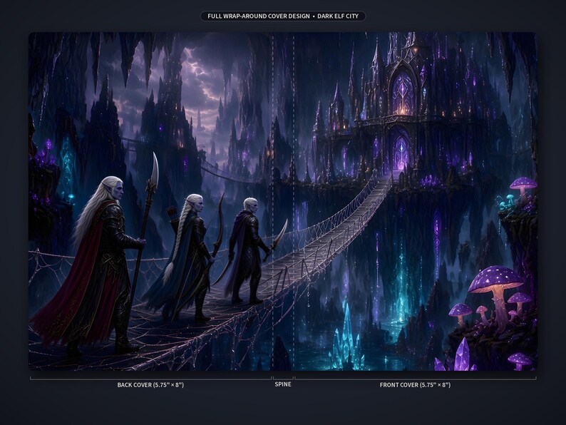 Myth and Monster Dark Elf City Hardcover Journal - Blank Fantasy Sketchbook image 2
