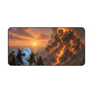 Lava Elemental Fantasy Desk Mat, Large Gaming Mouse Pad, 16x32 RPG Desk Pad, Tabletop RPG Gift