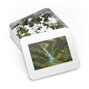 Fern Canyon Waterfall and Redwood Creek Jigsaw Puzzle in Collectors Tin (500 and 1000 Piece) - Elk and Old Growth Forest - Redwood Roots immagine 3