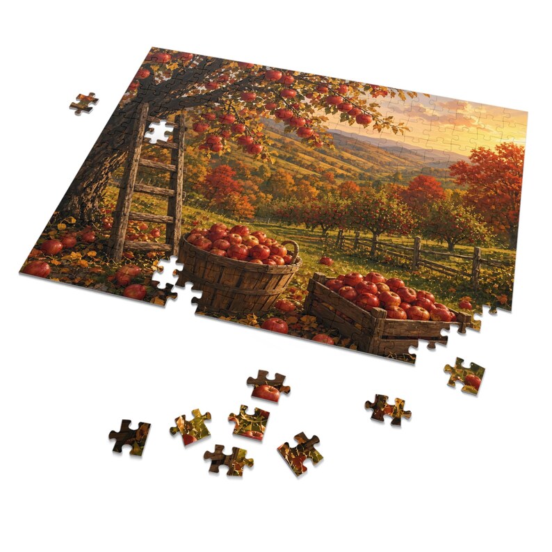 Cozy Cottage Seasons Apple Orchard Jigsaw Puzzle, Harvest Hills, Tin Box (252 Pieces) image 2