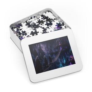 Dark Elf City Fantasy Jigsaw Puzzle in Tin, 1000 or 500 Pieces, Underground Cavern Castle Puzzle Gift image 6