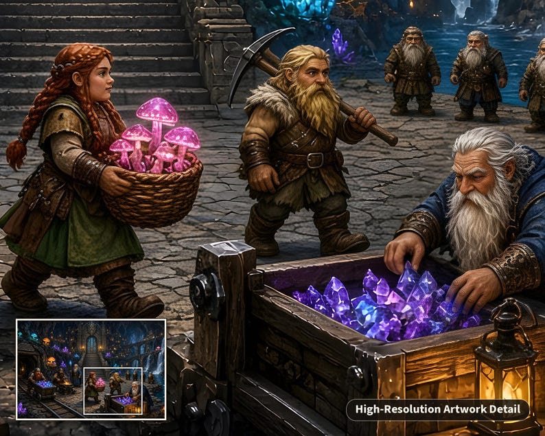 Dwarven City Fantasy Jigsaw Puzzle in Tin, 1000 or 500 Pieces, Underground Mine Cave Puzzle Gift image 7