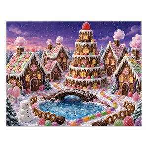 Christmas Cookies Gingerbread Village Jigsaw Puzzle, Candy Christmas Town, Tin Box (252 Pieces) image 1
