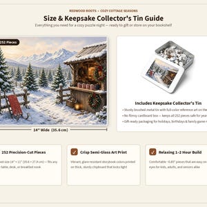 Cozy Cottage Seasons Hot Cocoa Stand Jigsaw Puzzle, Christmas Tree Farm, Tin Box (252 Pieces) image 7