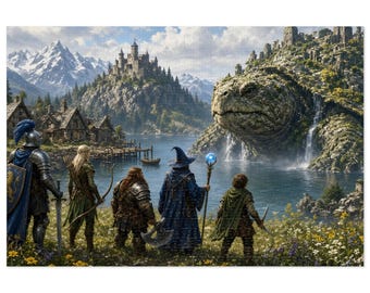 Giant Turtle Fantasy Jigsaw Puzzle in Tin, 1000 or 500 Pieces, Myth & Monster Adventure Puzzle Gift