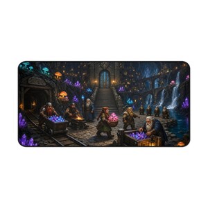 Alfombrilla de escritorio de fantasía con diseño de ciudad enana, alfombrilla de ratón grande para juegos, alfombrilla de escritorio para juegos de rol de 16x32, regalo para jugadores de juegos de mesa.