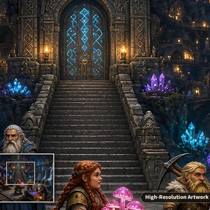 Dwarven City Fantasy Jigsaw Puzzle in Tin, 1000 or 500 Pieces, Underground Mine Cave Puzzle Gift image 9