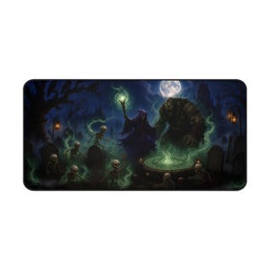 Necromancer Fantasy Desk Mat, Large Gaming Mouse Pad, 16x32 RPG Desk Pad, Tabletop Gamer Gift