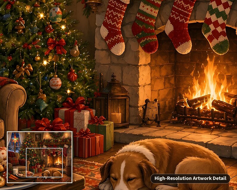 Rompecabezas de galletas navideñas con leche y galletas para Papá Noel, chimenea de Nochebuena, caja de hojalata (252 piezas) imagen 4