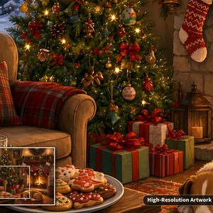 Rompecabezas de galletas navideñas con leche y galletas para Papá Noel, chimenea de Nochebuena, caja de hojalata (252 piezas) imagen 5
