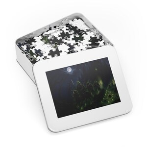 Moonlit Moat Fantasy Jigsaw Puzzle in Tin, 1000 or 500 Pieces, Undead Knight Gothic Castle Puzzle Gift image 6