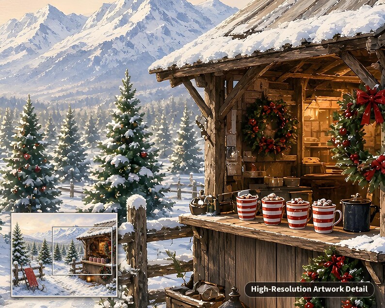 Cozy Cottage Seasons Hot Cocoa Stand Jigsaw Puzzle, Christmas Tree Farm, Tin Box (252 Pieces) image 6
