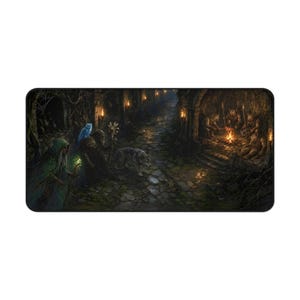 Alfombrilla de escritorio Druid Dungeon Fantasy, alfombrilla de ratón grande para juegos, alfombrilla de escritorio RPG de 16x32, regalo para jugadores de juegos de mesa