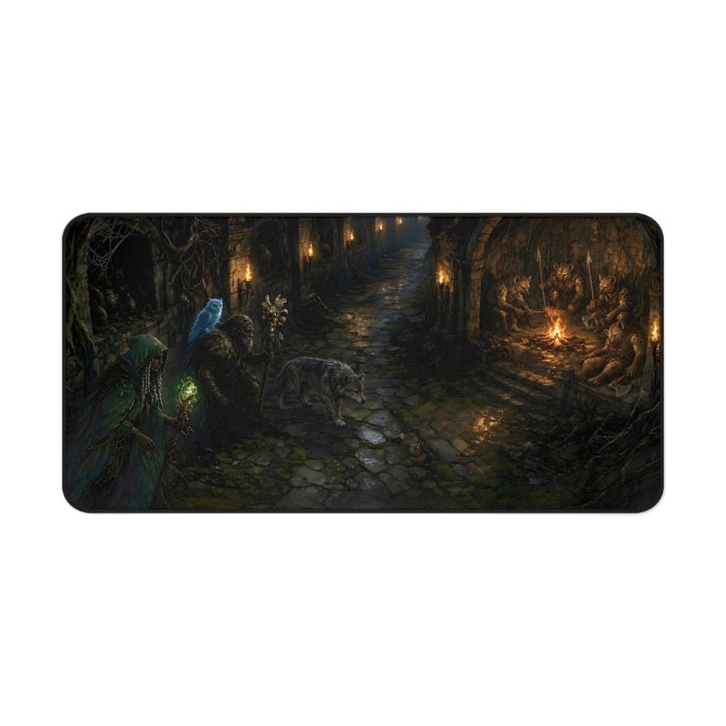 Druiden-Dungeon-Fantasy-Schreibtischunterlage, großes Gaming-Mauspad, 40 x 80 cm große RPG-Schreibtischunterlage, Geschenk für Tabletop-Spieler Bild 1