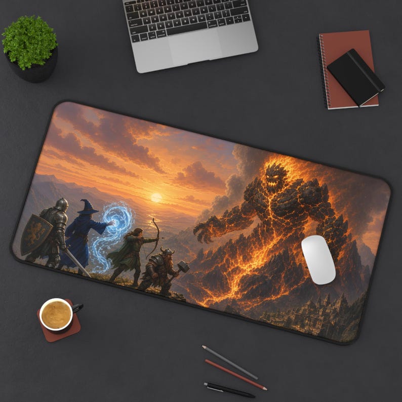 Lava Elemental Fantasy Desk Mat, Large Gaming Mouse Pad, 16x32 RPG Desk Pad, Tabletop RPG Gift image 4