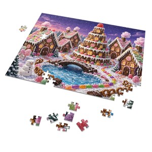 Christmas Cookies Gingerbread Village Jigsaw Puzzle, Candy Christmas Town, Tin Box (252 Pieces) image 2