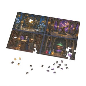 Inside the Wizard's Astral Tower - Fantasy Cutaway Jigsaw Puzzle in Gift Tin, 1000 or 500 Pieces, Magic RPG Gift afbeelding 2