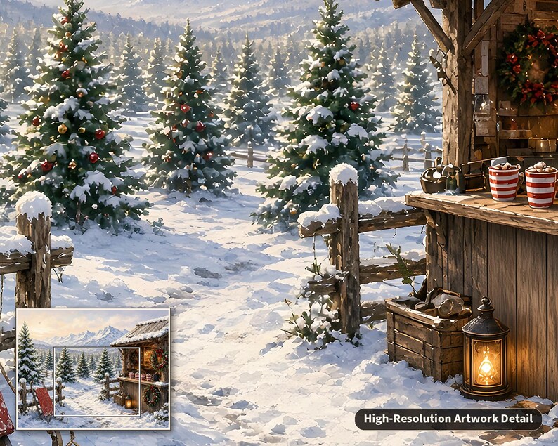 Cozy Cottage Seasons Hot Cocoa Stand Jigsaw Puzzle, Christmas Tree Farm, Tin Box (252 Pieces) image 5