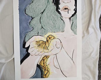 Verbroken Banden - Handgeschilderd werk in gouache en aquarel. 28 x 35,5 cm (Geen AI ew)