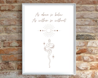 As Above So Below Printable | Mystical Wall Art | Digital Download | Esoteric Quote | Spiritual Decor | Witchy Affirmation Poster | 8x10 PDF