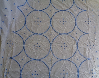 Vintage Blue/White Chenille Bedspread, 86x100 - FREE SHIPPING