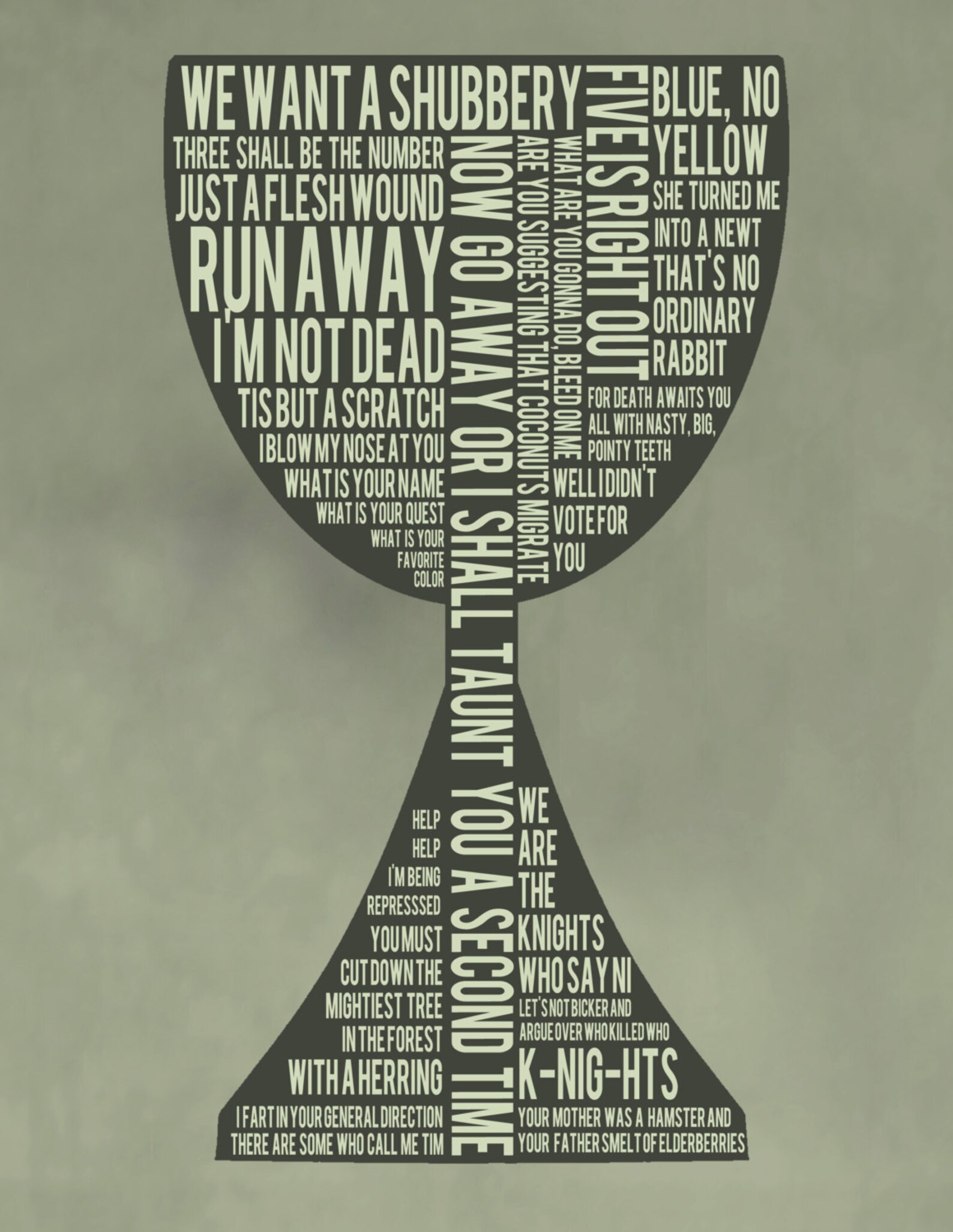Minimalist Monthy Python Poster/Print with Quotes Holy Grail Etsy.de