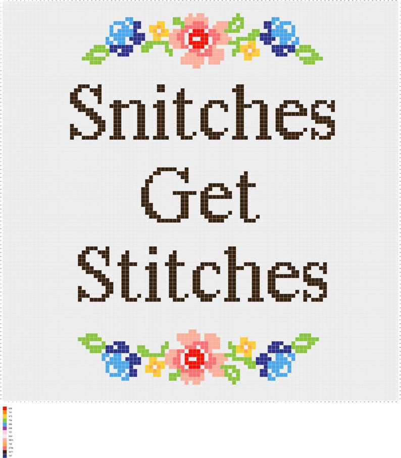 Snitches Get Stitches Crossstitch Finished Product Etsy